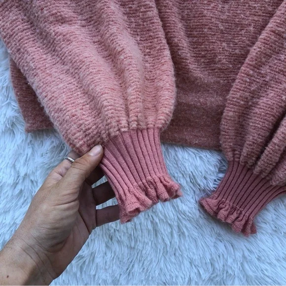 FREE PEOPLE • Elderflower Sweater Wool/Alpaca in Peach Size Large - Picture 11 of 15